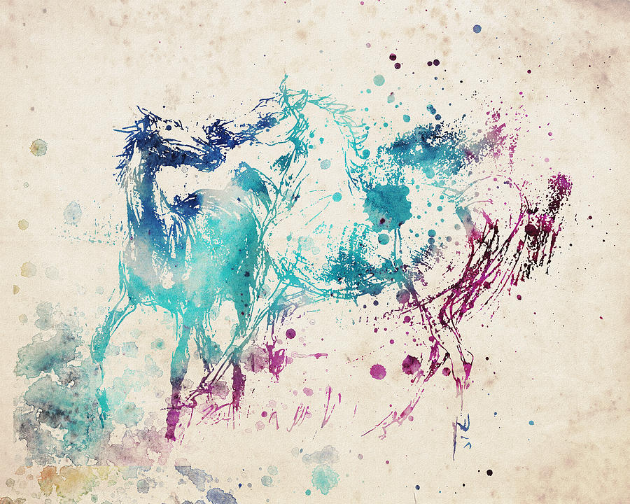 900x720 Watercolor Horses Digital Art By Pati Photography