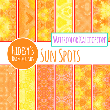 350x350 Orange And Yellow Sun Spots Watercolor Digital Paper Backgrounds