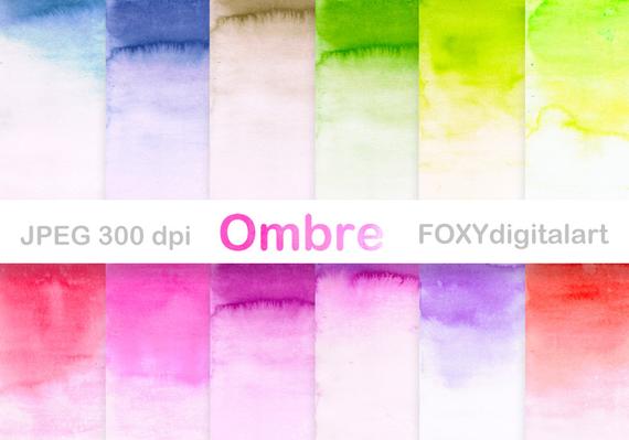 570x399 Watercolour Ombre Digital Papers Ombre Watercolor Etsy
