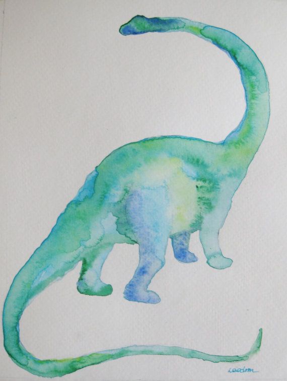 570x756 Dinosaur Watercolor Painting, Original Painting, Boy Wall Art In