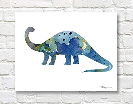 425x334 Brontosaurus Abstract Dinosaur Watercolor Art Print