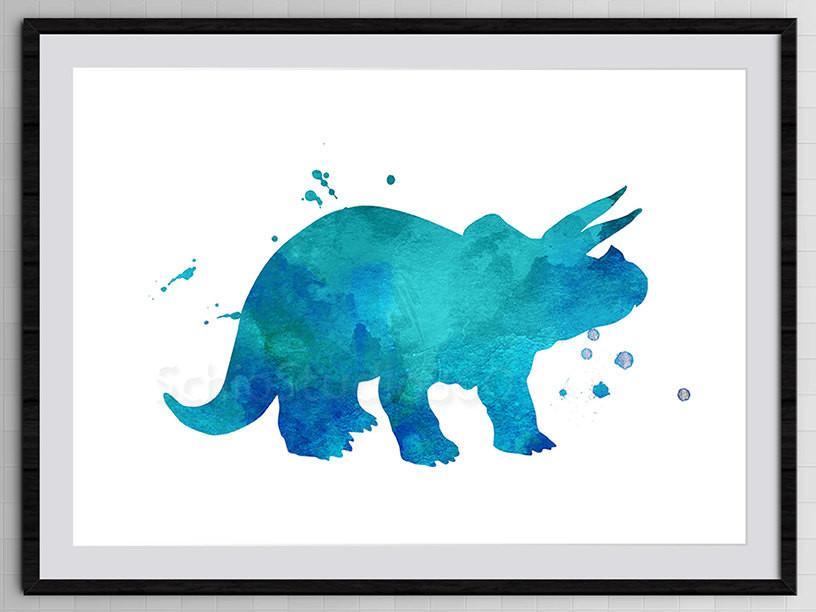 816x612 Set Of 3 Dinosaur Watercolor Art Print