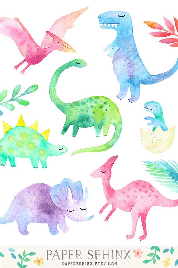 570x855 Watercolor Dinosaur Clipart Girly Dinosaur Clip Art