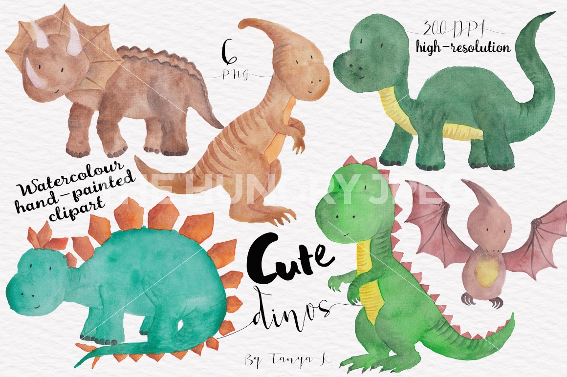 1160x772 Dinosaur Watercolor Collection By Tanya Kart