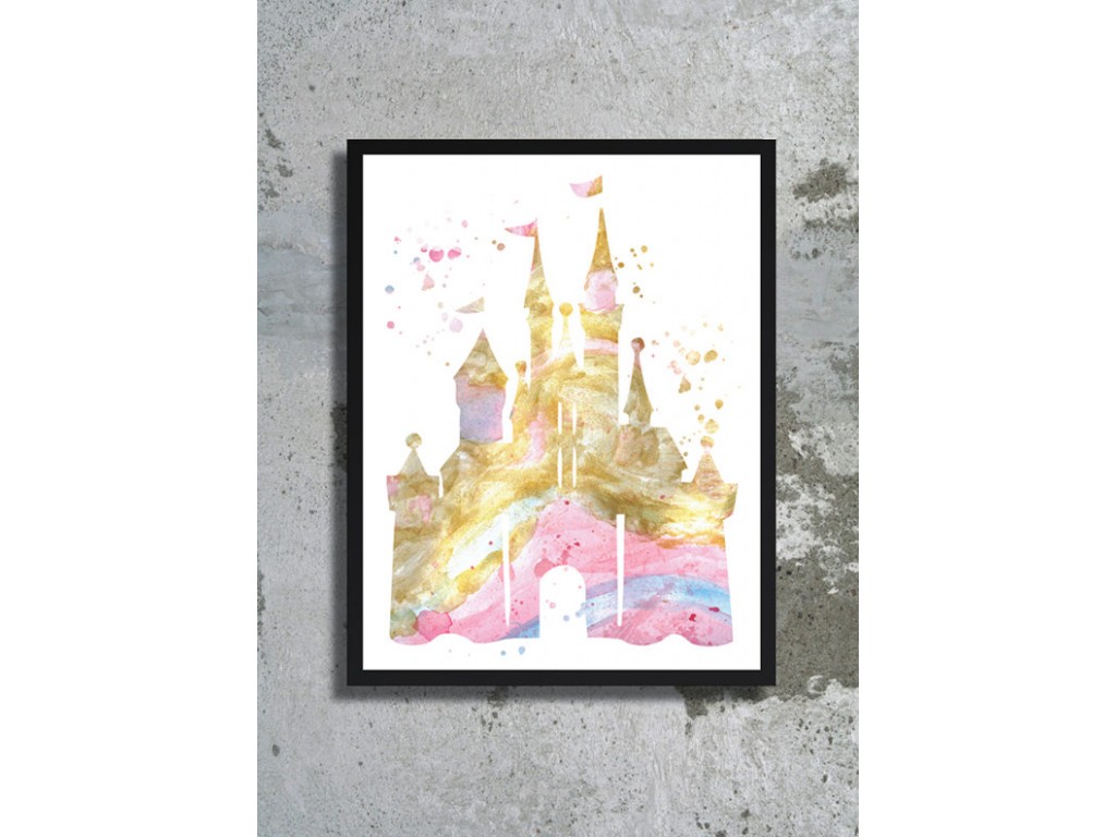 1024x768 Disney Castle Watercolor Art Print Disney Wedding Cinderella Gold