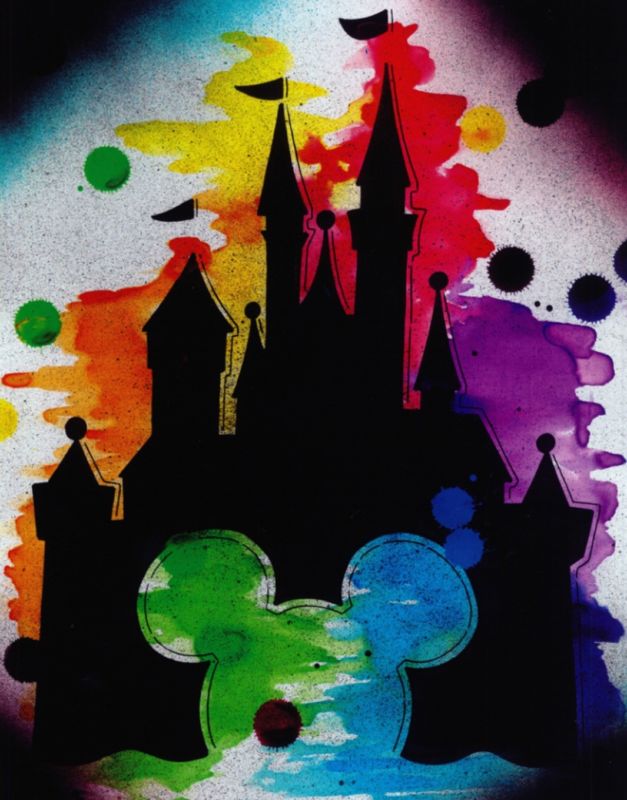 627x800 Mickey Mouse Disney Castle Watercolor Cartoon Decor Wall Art Print