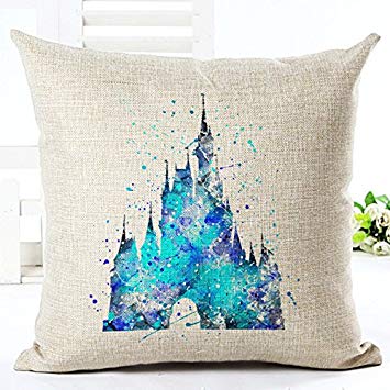 355x355 Disney Castle Cushion Cover Watercolor 45cmx45cm