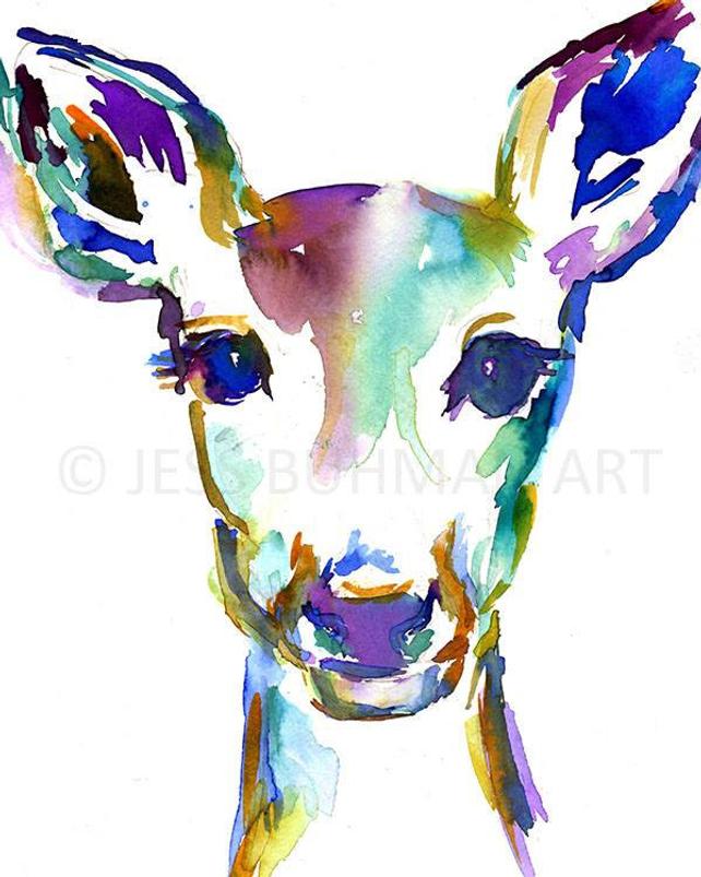 642x803 Deer Watercolor Print Doe Watercolor Painting Nursery Art Etsy