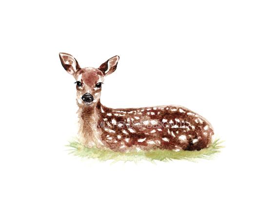 570x440 Laying Deer Watercolor Tattoo Watercolor Doe Temporary Etsy