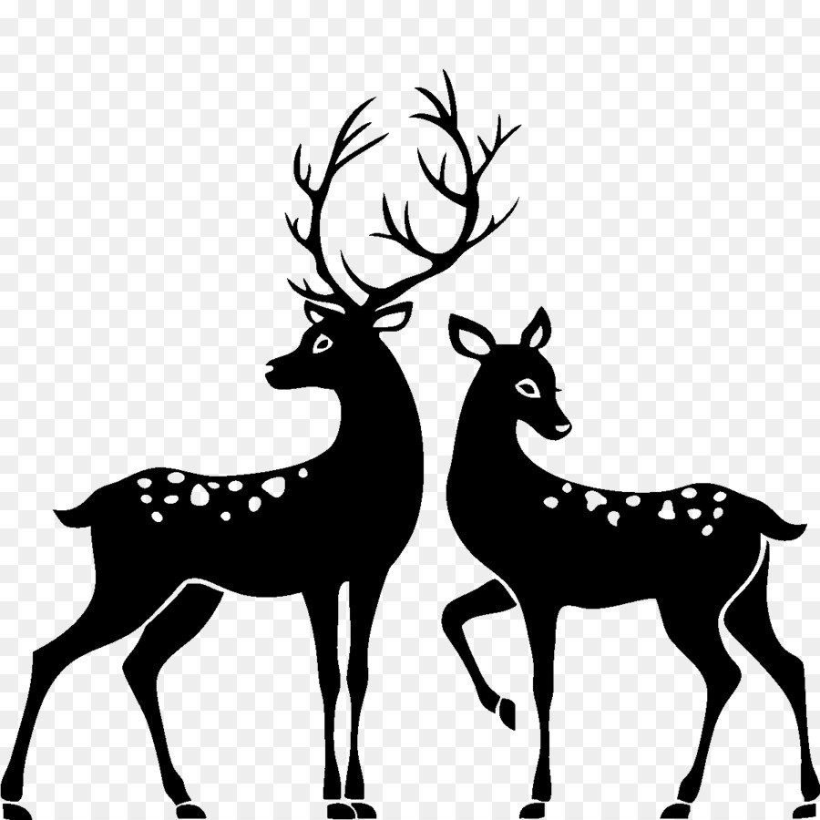 900x900 White Tailed Deer Silhouette Stag And Doe Clip Art