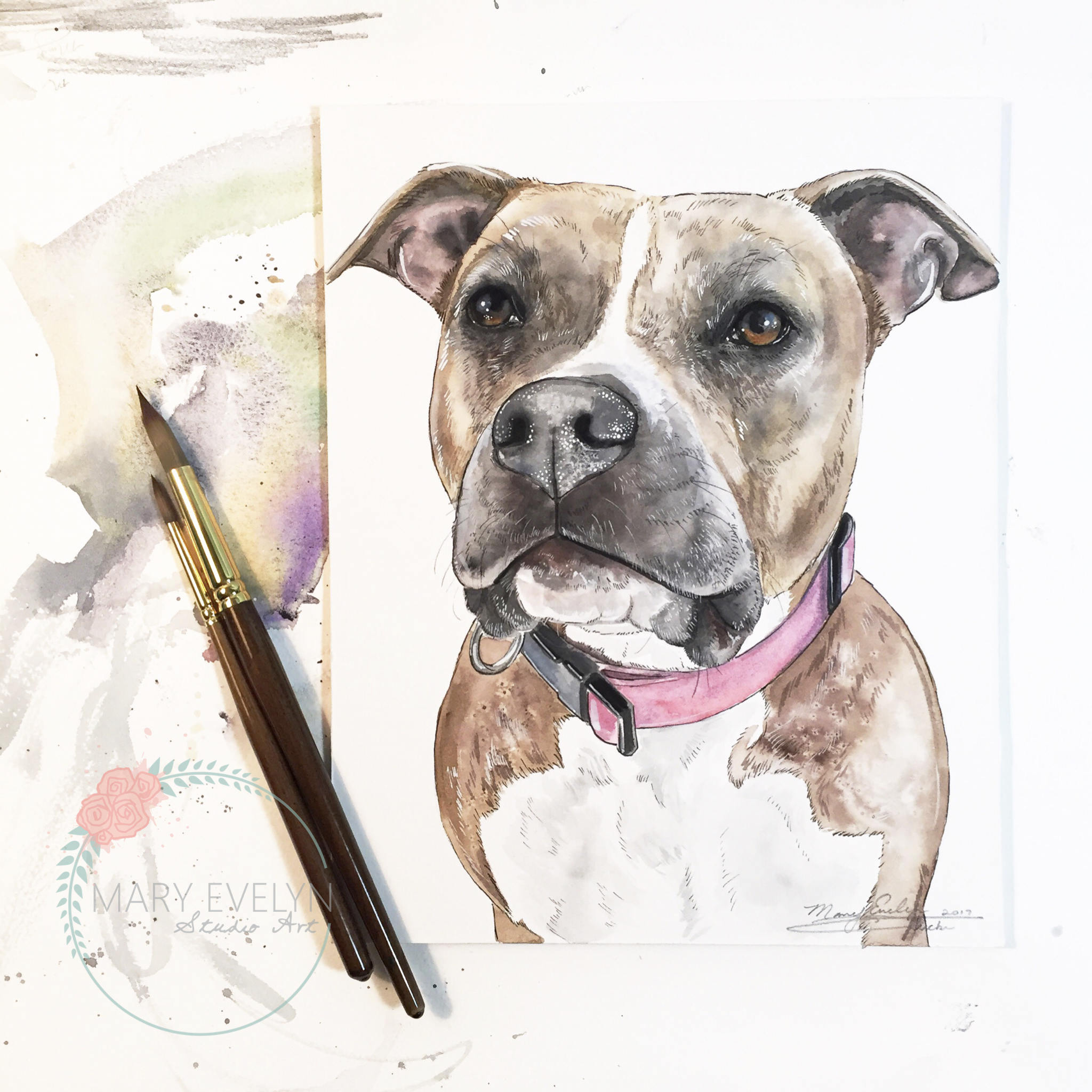 2048x2048 Whimsical Custom Watercolor Pet Portrait