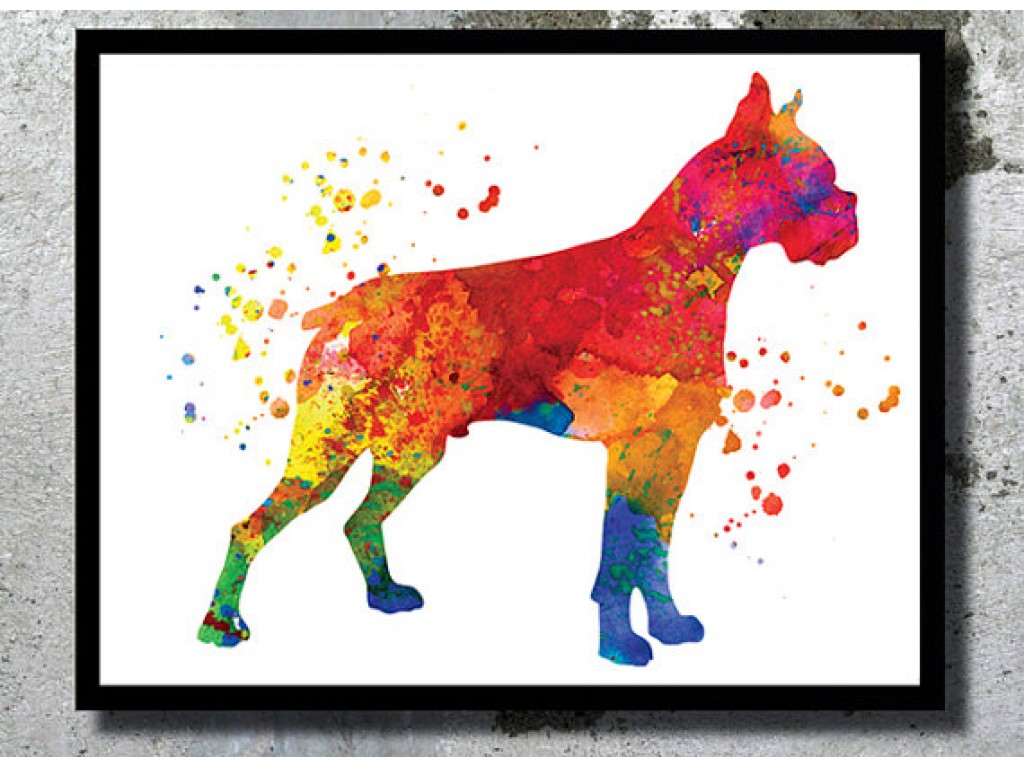 1024x768 Boxer Dog Watercolor Print Dog Art Print Boxer Poster Home Decor