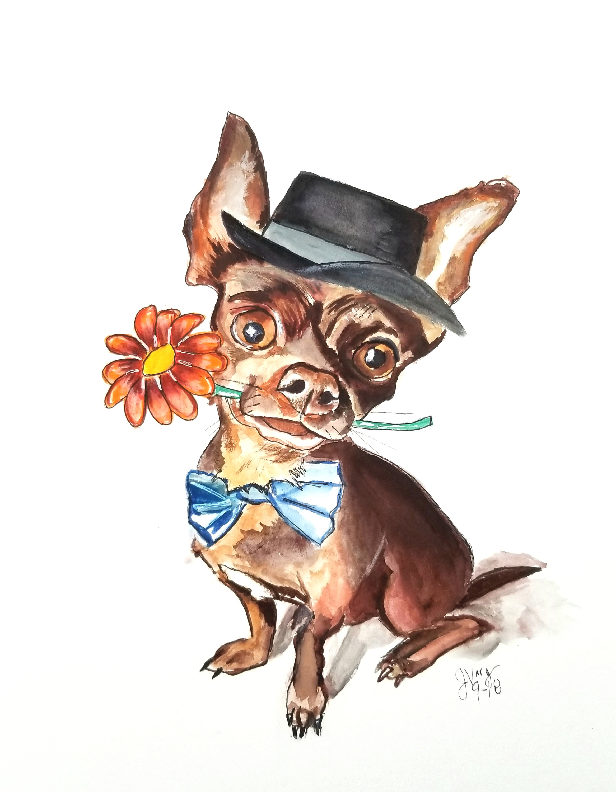 2332x3000 Chihuahua, Watercolor Painting, Chihuahua Canvas Print, Dog Art