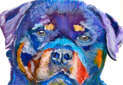 479x333 Rottweiler Dog Art Print Colorful Watercolor Painting, Canine