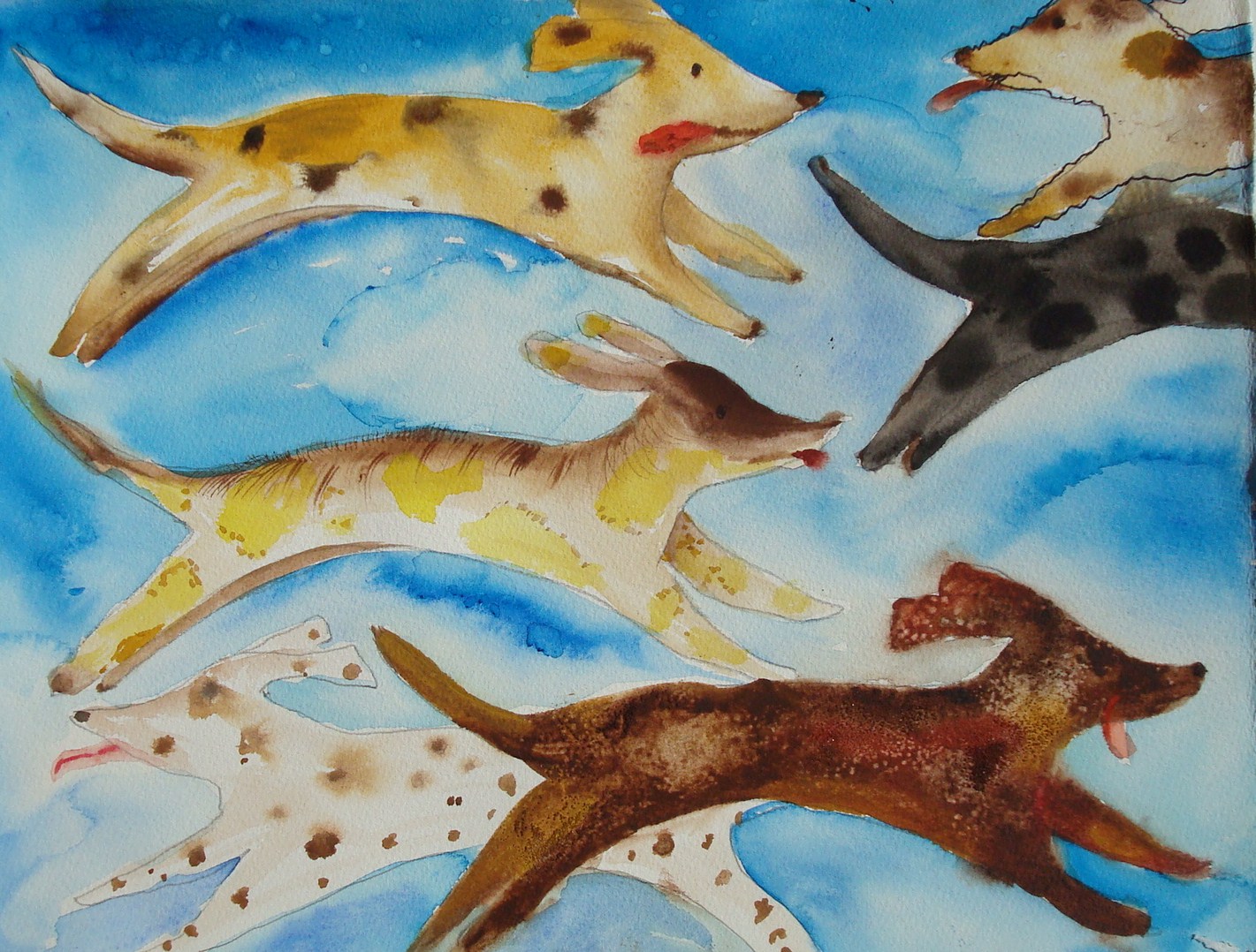 1421x1078 How To Paint Leaping Dogs In Watercolor 7 Steps