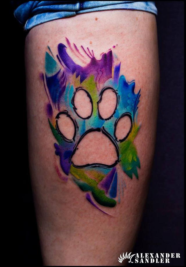 640x915 Watercolor Dog Paw Best Tattoo Design Ideas
