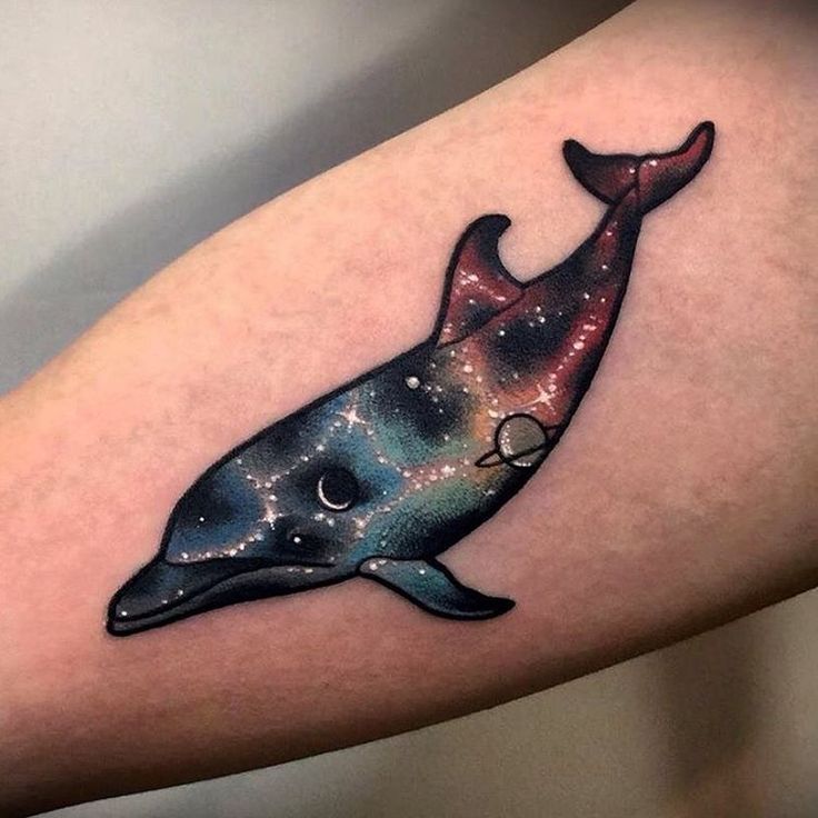 736x736 Unique Space Dolphin Tattoo Design