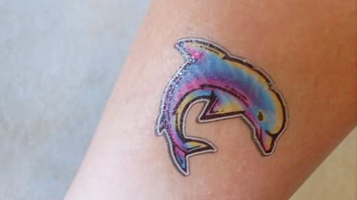 520x292 Watercolor Dolphin Tattoo On Arm Sleeve