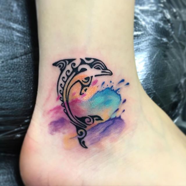 640x640 Dolphin Watercolor Tattoo