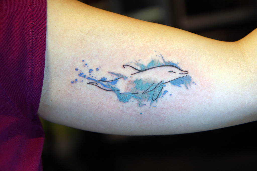 1024x683 Watercolor Dolphin Tattoo Deanna Wardin