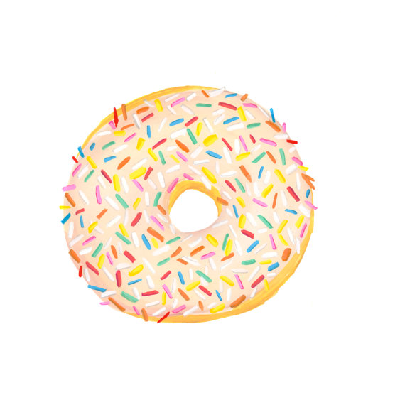 570x570 Glazed With Sprinkles Donut Watercolor Illustration Print