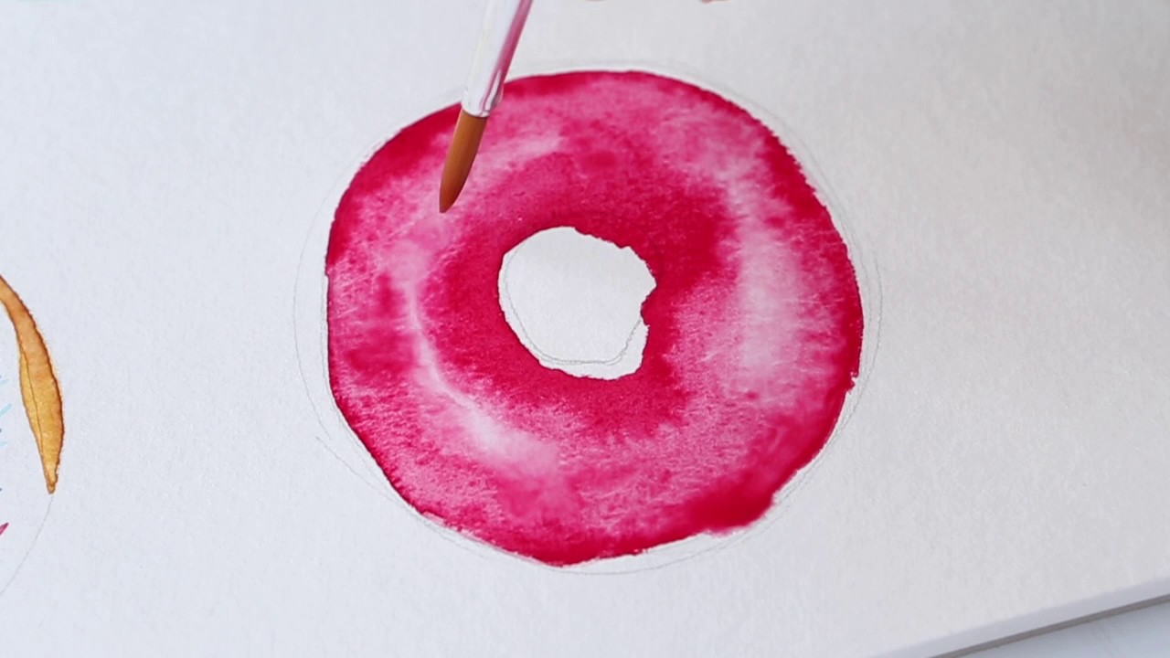 1280x720 How To Paint A Watercolor Donut, Speed Painting, The Aloha Studios