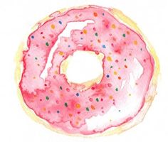 236x200 Pink Donut Watercolor Print Watercolor Print, Doughnuts And Donuts