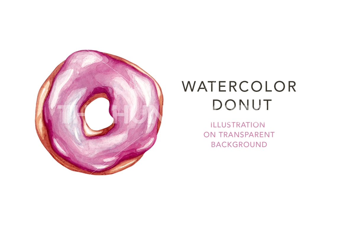 1160x772 Pink Watercolor Donut. By Olga Olmix