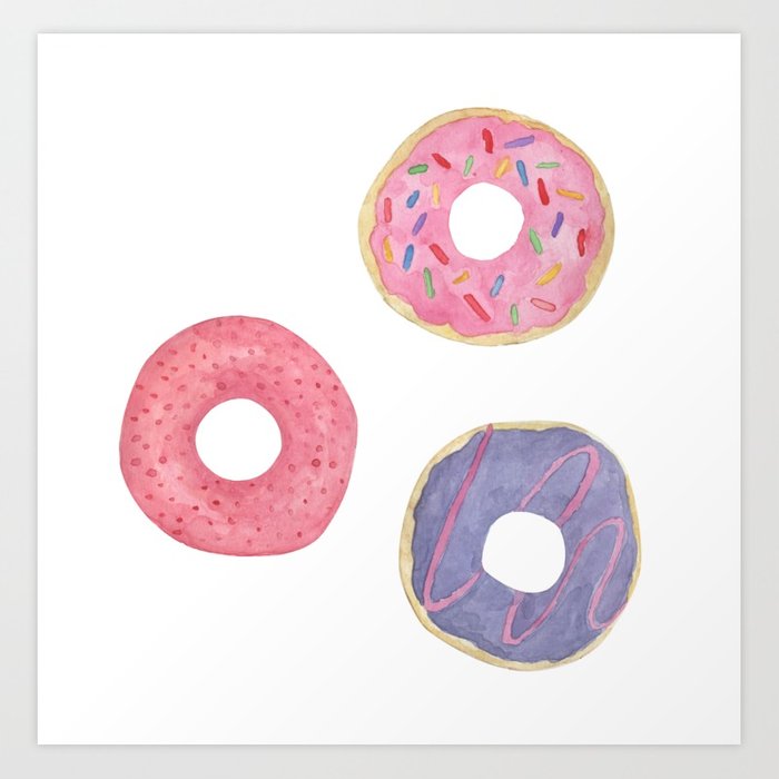 700x700 Watercolor Donut Pattern Art Print By Latheandquill Society6