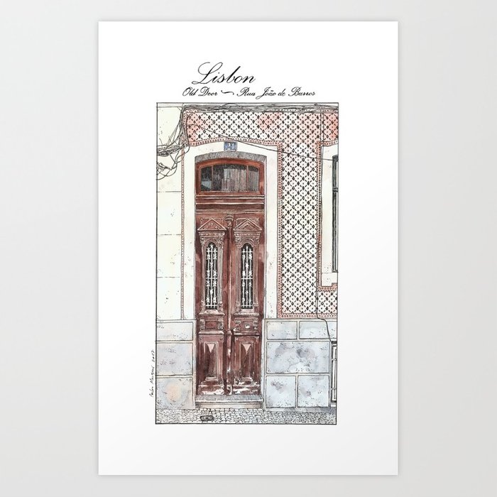 700x700 Old Door 2 Urban Landscape Lisbon Portugal Watercolor Art Print By
