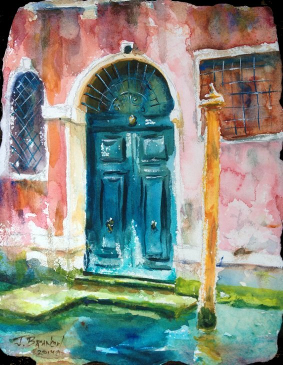 566x730 Blue Door, Venice Watercolor Painting Tutorial