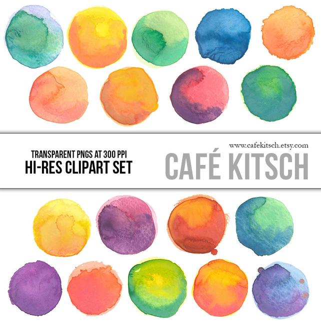 642x642 Instant Download Watercolor Dots Clip Art Set Hi Res Etsy