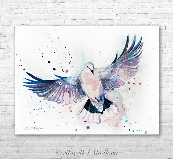 570x524 Dove Watercolor Painting Print By Slaveika Aladjova Art Etsy
