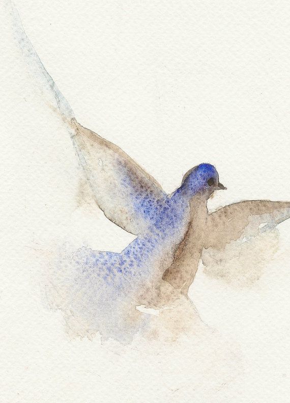 570x792 Flying Dove, Original Watercolor Painting, Bird Art, Pigeon