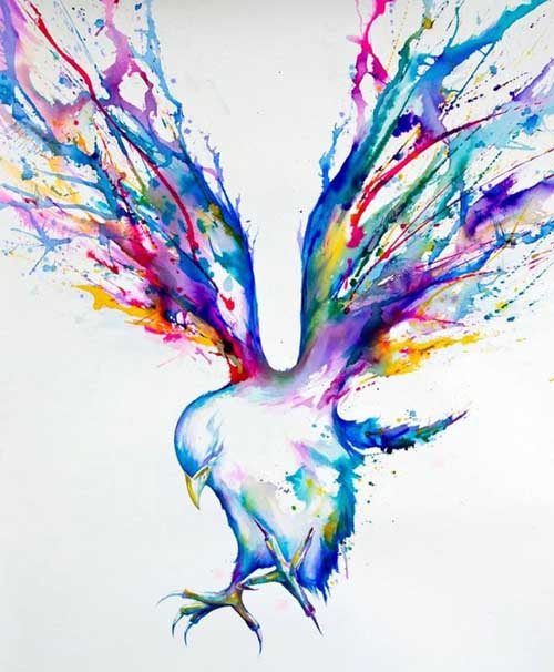 500x606 Watercolor Achilles Bird Dove Cartoon Animals Print Wall
