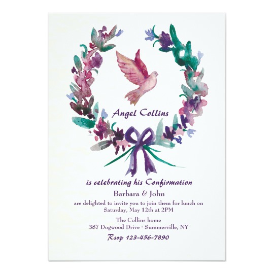 540x540 Watercolor Dove Religious Invitation