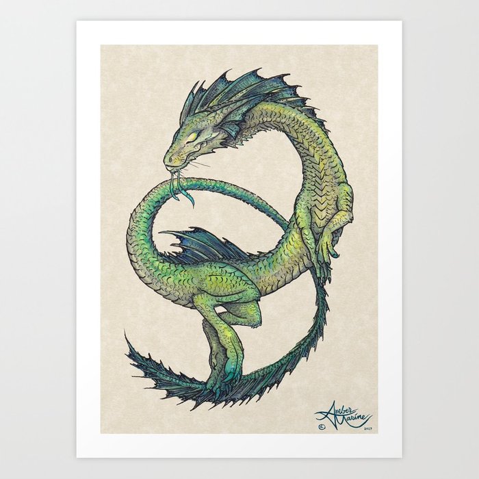 700x700 Rain Dragon By Amber Marine ~ Watercolor Amp Ink Dragonserpent Art