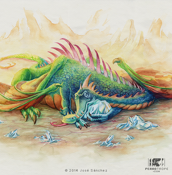 600x610 Sleepy Dragon Watercolor On Behance