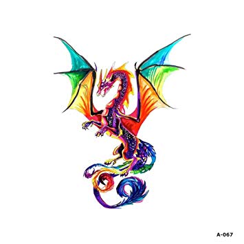 355x355 Wyuen 5 Pcs Watercolor Dragon Temporary Tattoo Sticker For Women