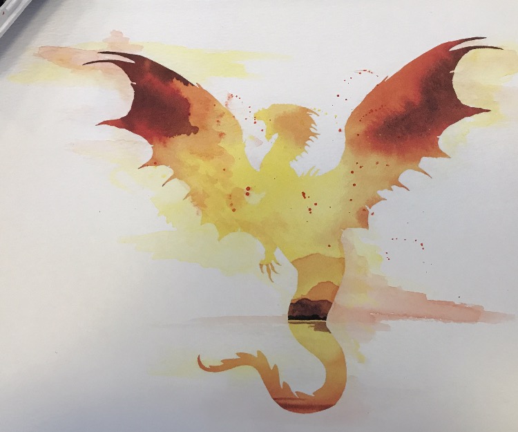 750x625 Dragon Watercolor Silhouette By Davuu