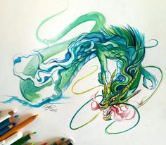 236x206 Mythical Dragon Watercolor Painting
