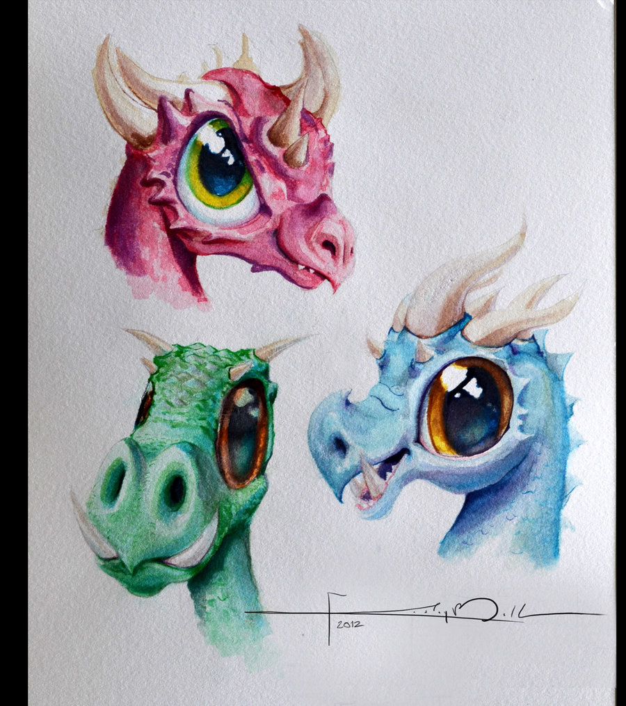 900x1015 Watercolor Dragons By Imaginesto