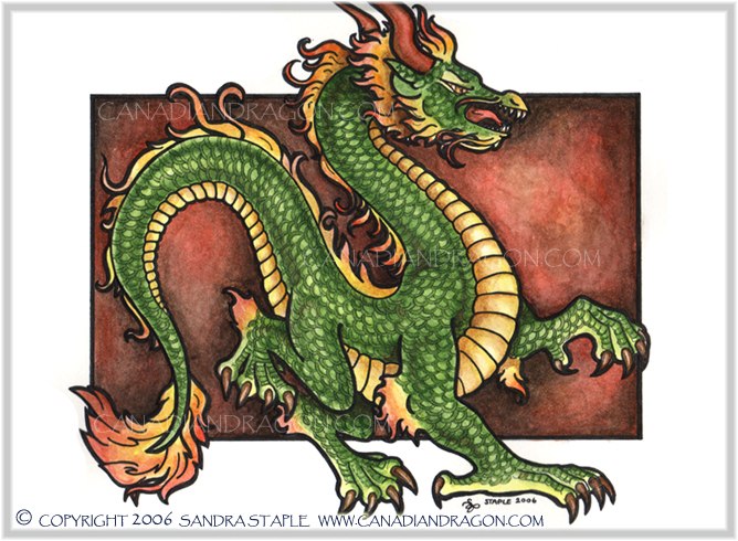 668x490 Canadian Dragon Fantasy Artoriginal Art Nouveau Dragon Watercolor