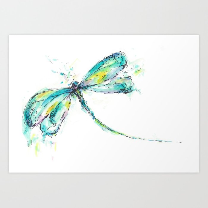 700x700 Watercolor Dragonfly Art Print By Consiesindet Society6