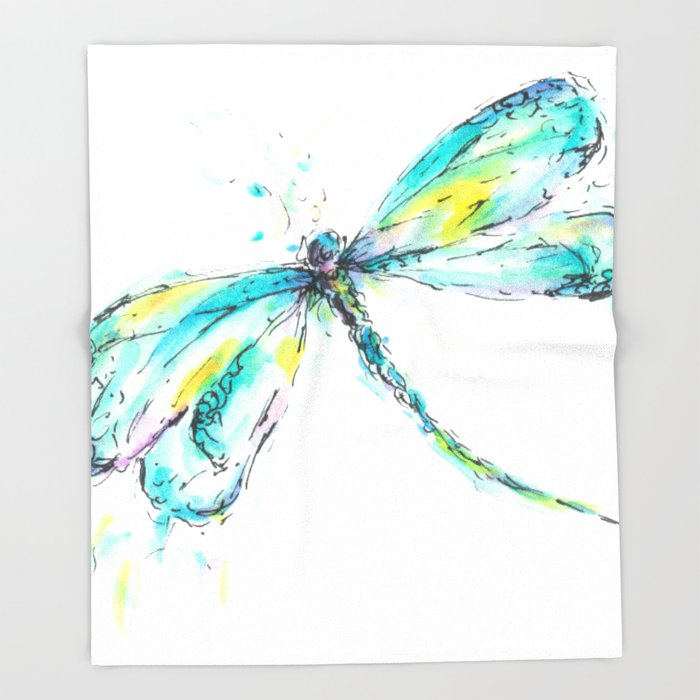 700x700 Watercolor Dragonfly Throw Blanket By Consiesindet Society6