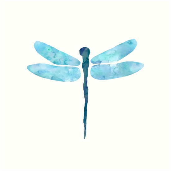 550x550 Blue Watercolor Dragonfly Art Prints By Irinatsy Redbubble
