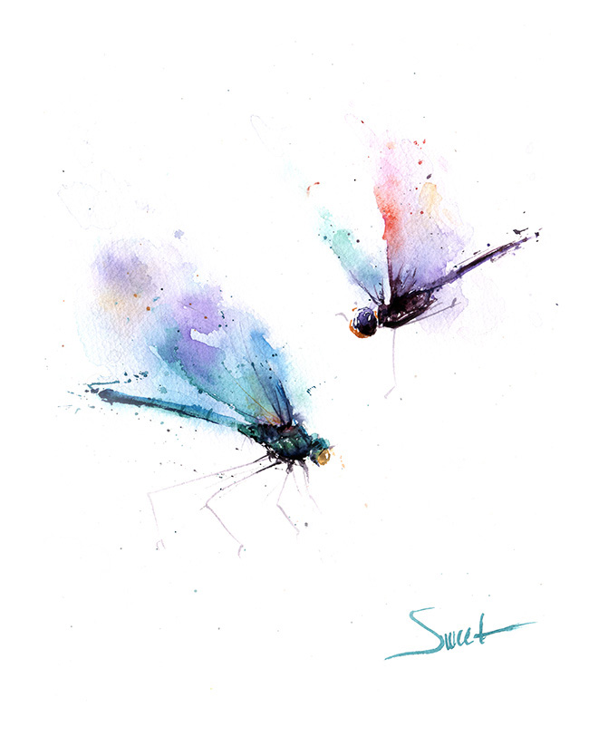 650x812 Dragonflies Watercolor Print Watercolor Animal Paintings