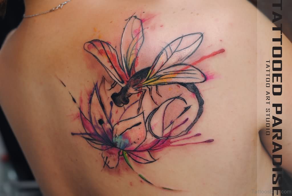 1024x687 50 Sweetened Dragonfly Tattoo On Back