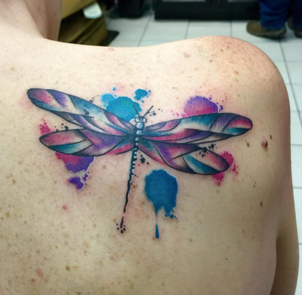 595x580 45 Fascinating Dragonfly Tattoo Designs