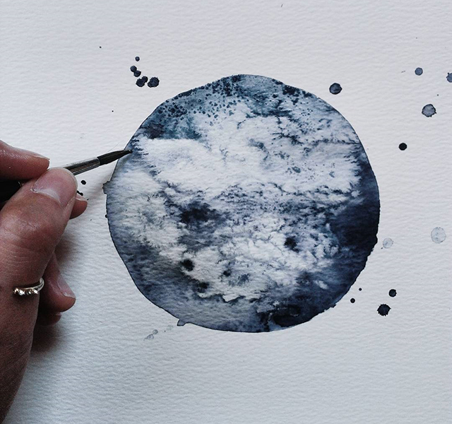 640x600 Dreamy Watercolor Drawings Of The Moon By Michal Friese